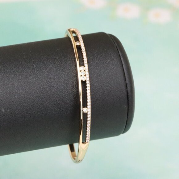 Elegant Rose Gold Plated Bangle with Crystal Detailing, XPBL0568 - Picture 6 of 12